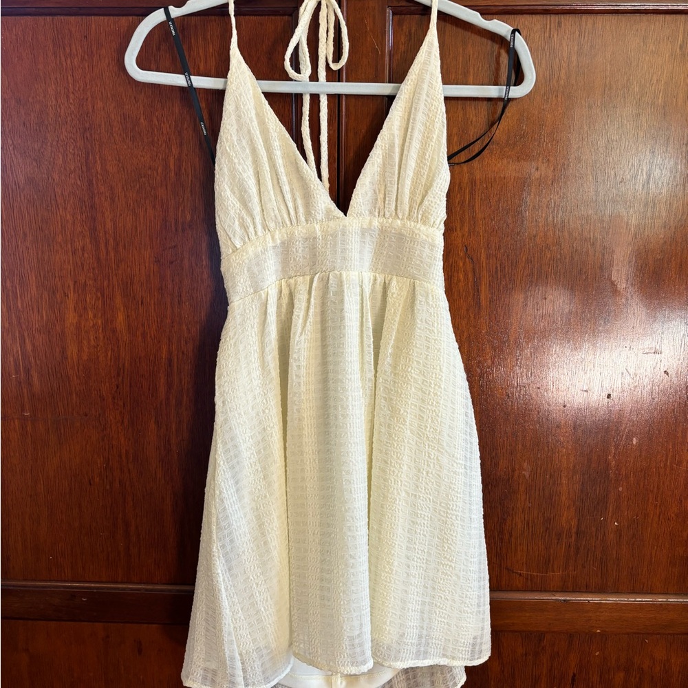 Forev 21 off white halter mini dress